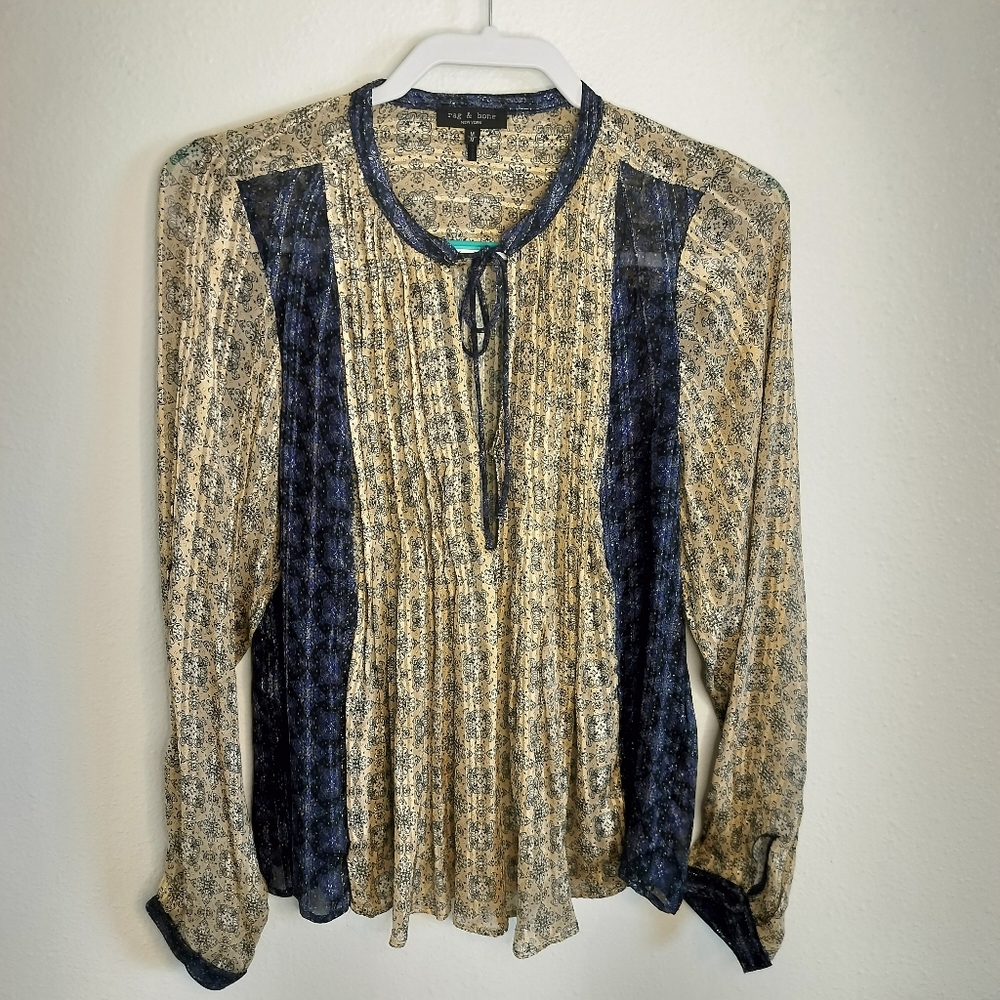 rag&bone Amaris floral peasant top Sz‎ M Boho Chic Romantic Goth 70s Revival